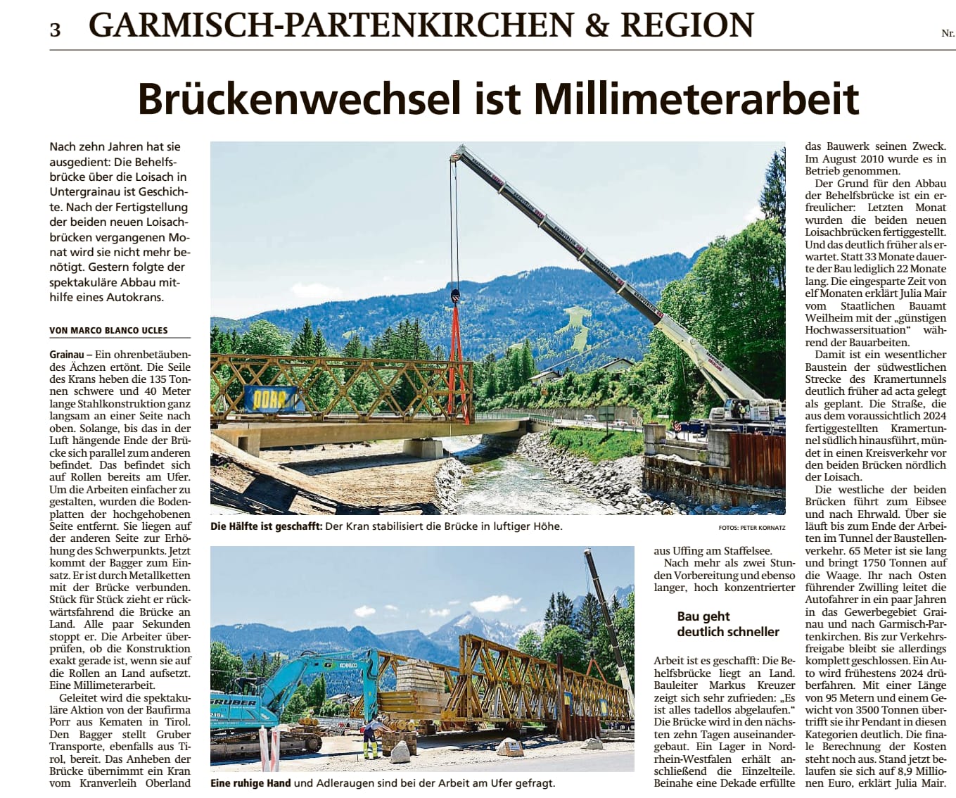 Autokran: Brücken Demontage am Kramertunnel